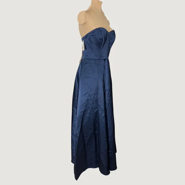 3080 | NWT Fame Partners Navy Satin Strapless Gown Women 6 Prom HOCO Homecoming - Image 4