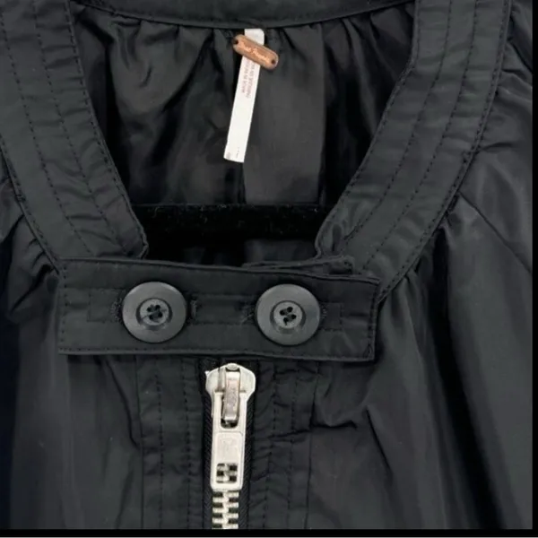FREE PEOPLE Black Midnight Satin Full Zip Oversized Bomber Jacket L - Image 7