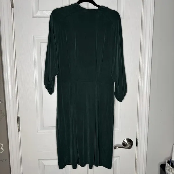 GARNET HILL‎ Aria Cuprio Knit Dress Emerald Green Size Small Pockets Knee Length - Image 3