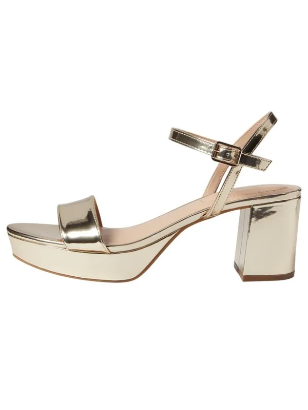 NWT Bandolino Pennie Platform Block Heel Sandals BNPENNIE3 Platino Gold 6M - Image 4