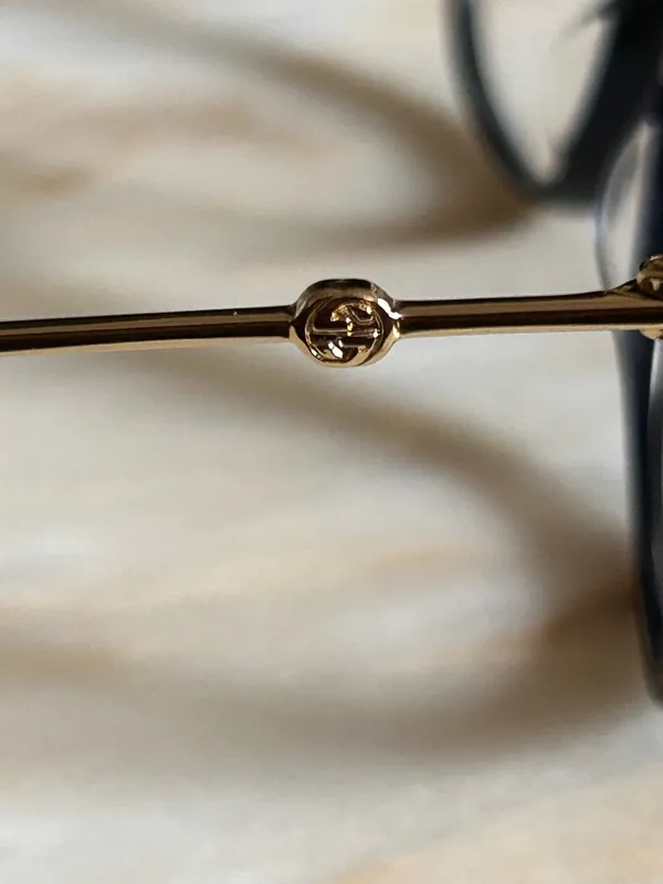 Gucci GG0110O 005 Women Blue Gold Rectangle Eyeglasses w/Case‎ Authentic - Image 11
