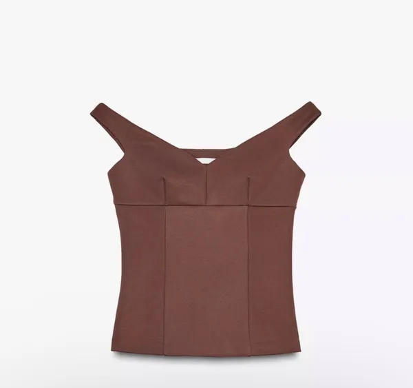 Zara Brown Off-Shoulder Top   - Image 2