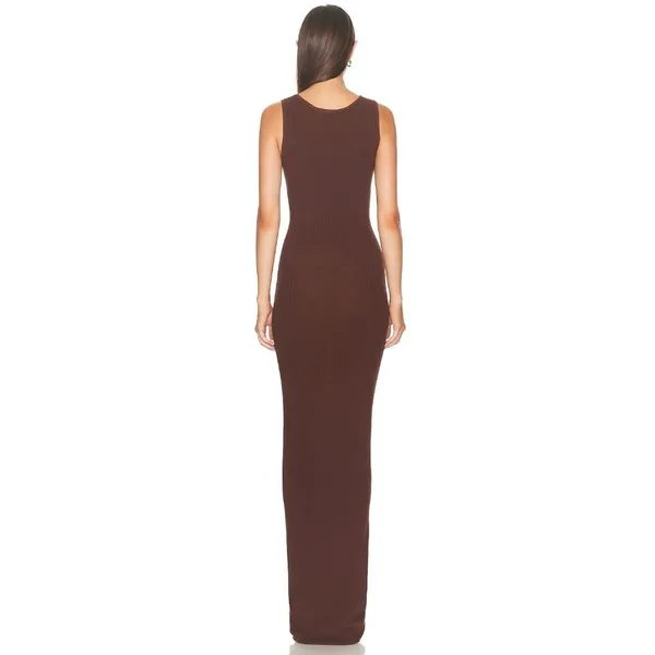 AEXAE Brown Rib Knit Tank Maxi Dress Bodycon‎ Stretch XS - Image 7