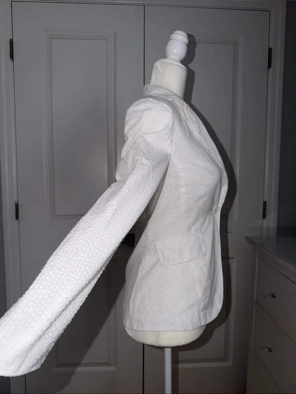 Akris Punto White Textured Single-Button Blazer - Image 3