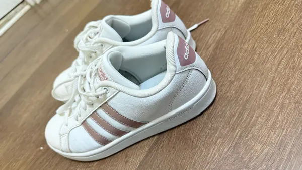 Adidas Cloudfoam Advantage Womens Size 7 Tennis Shoe White Pink Training Sneaker - Image 4