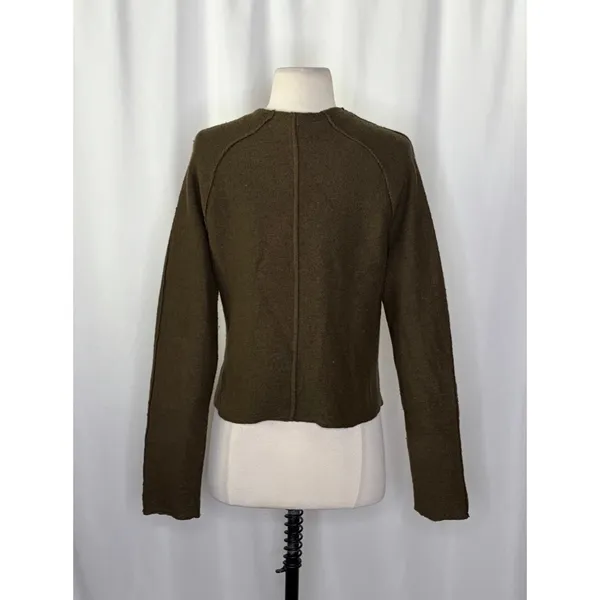 Anthropologie KNITTED & KNOTTED Green Wool Zippered Cable Knit Cardigan Medium‎ - Image 8
