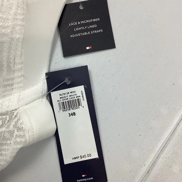 Tommy Hilfiger White Lace & Microfiber Bra 34B NEW! Retail $40 - Image 3