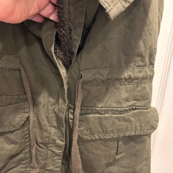 Altar'd State Olive Green Faux Fur Lined Utility Vest Small Granola Cabincore - Image 6