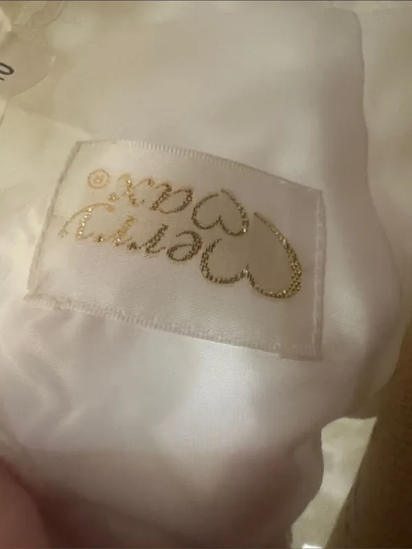 Merry Max Vintage Wedding Gown Size 10 White Pearl Beaded Lace Cathedral Train - Image 12