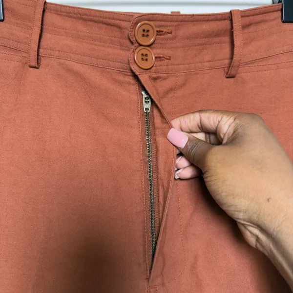 Apiece Apart Women Marida 100% Cotton Pants 8 Rust‎ Orange High Rise Wide Leg - Image 6