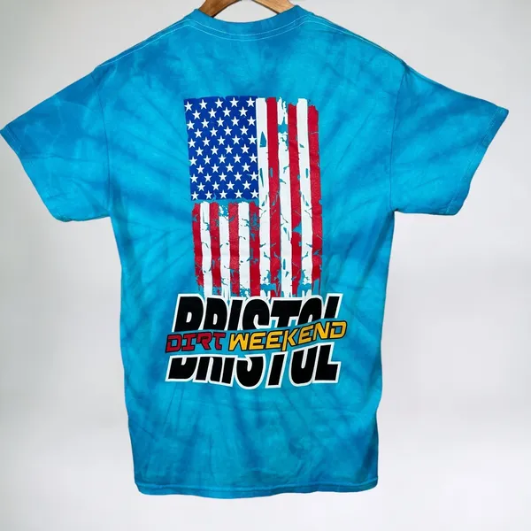 Bristol T Shirt Racing Medium‎ Blue Tie Dye Dirt Weekend Tennessee Short Sleeve - Image 2