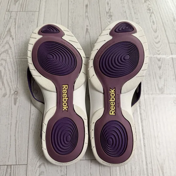 Reebok Easytone Women's Sz 5 Flip Flops White Purple Sandals Shoes Exercise‎ Gym - Image 3