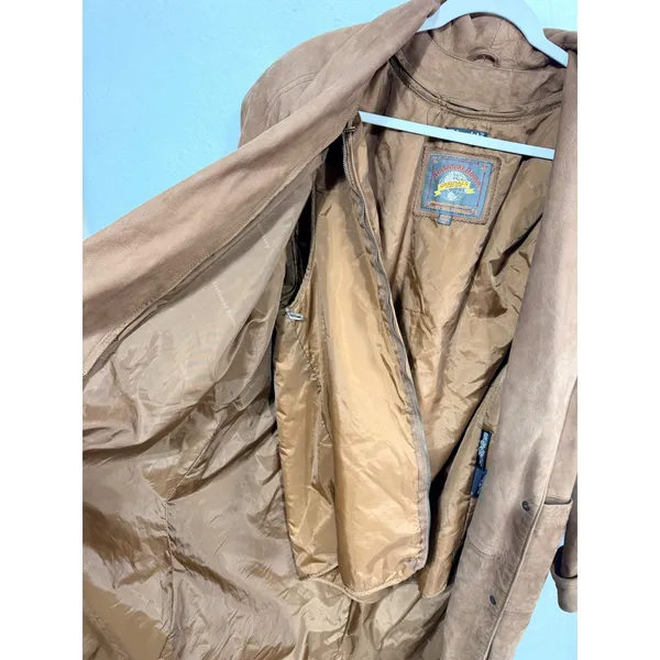 Vintage Wilsons Women's S Brown Leather Trench Coat Cowgirl Western NFRA Rodeo - Image 11