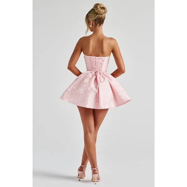 NWT Babyboo Salome Mini Dress Blush Jacquard Fit & Flare Cocktail Dress Size M - Image 4