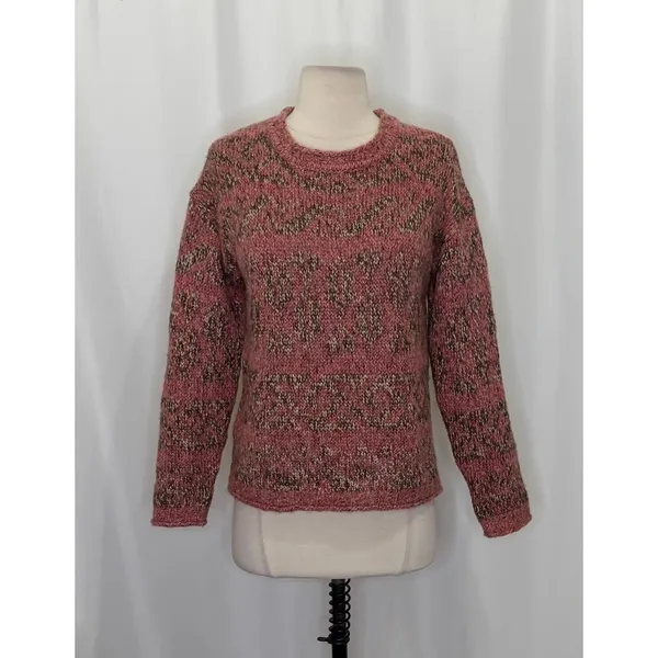 SUNDANCE Marled Roll Neck Sweater Wool Mohair Pink‎ Green Pullover Knit Small - Image 2