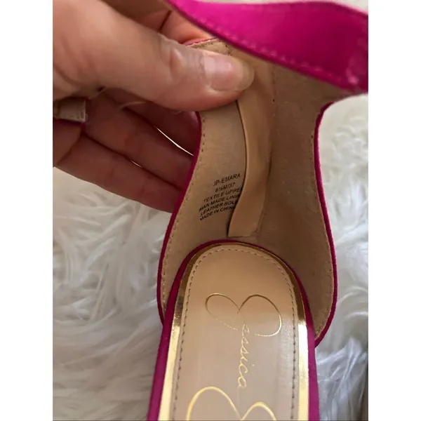 Jessica Simpson Emara Pink Fuchsia Lucite Stiletto Heels Sandal Size 6.5 - Image 3