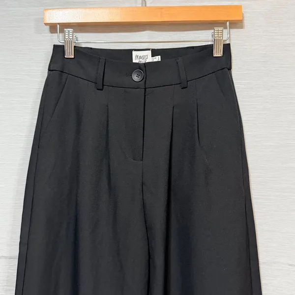 Princess Polly Archer Pants Black High Waisted Wide Leg Pleated Trousers Size 2 - Image 3