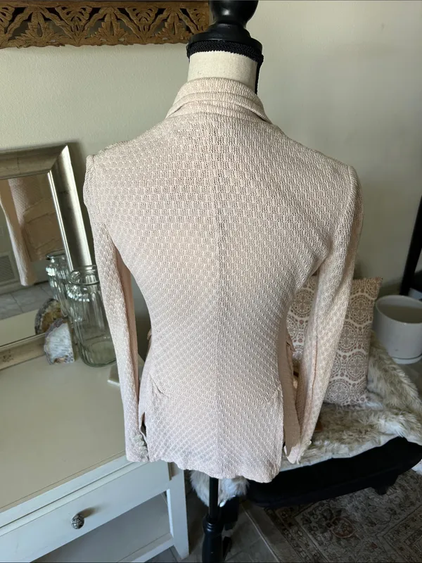 IISLI cream open knit Vtg feminine cotton cardigan sweater M - Image 8