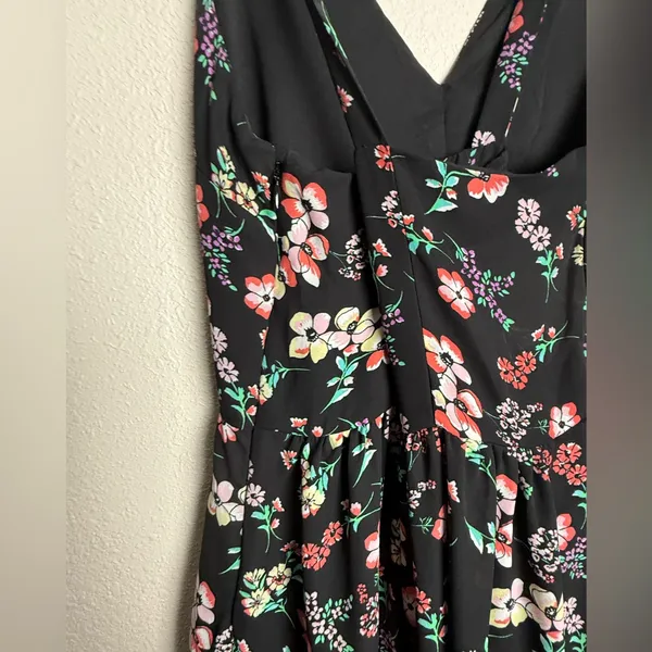 Gap Women‎ Size 6 Maxi Sleeveless Floral Summer Black Dress - Image 4