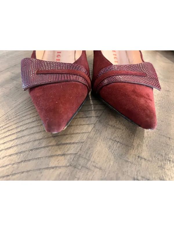 Vintage Walter Steiger Burgundy Suede Pointed Toe Pumps - Size 8 Made in Italy - Image 7