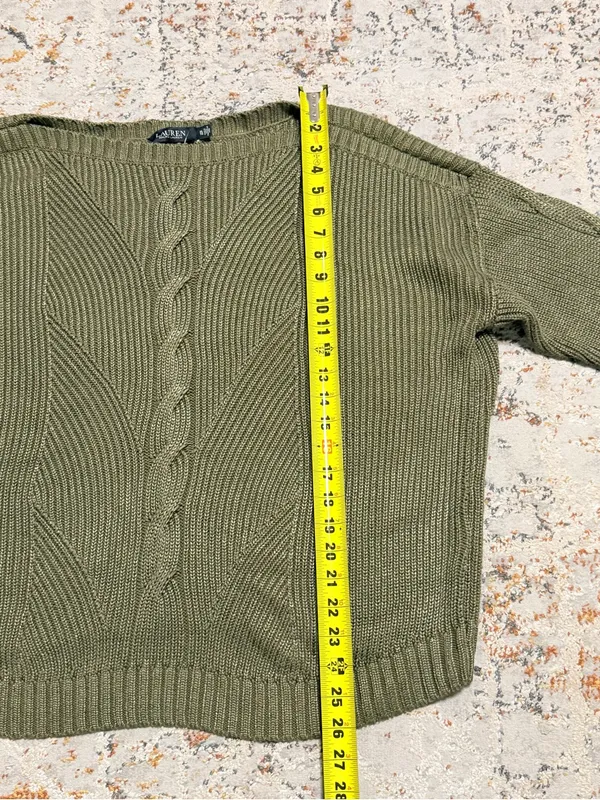 Lauren Ralph Lauren Cable-Knit Cotton-Blend Sweater size XL olive fern - Image 5