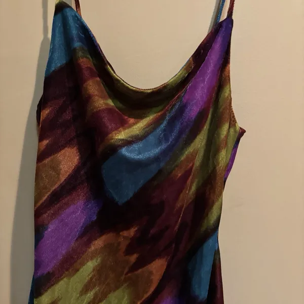 Urban Outfitters‎ Velvet Slip Dress Size Small Multicolor Abstract Print - Image 3