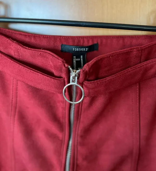 Forever 21 Burgundy Faux Suede Skirt - Image 3
