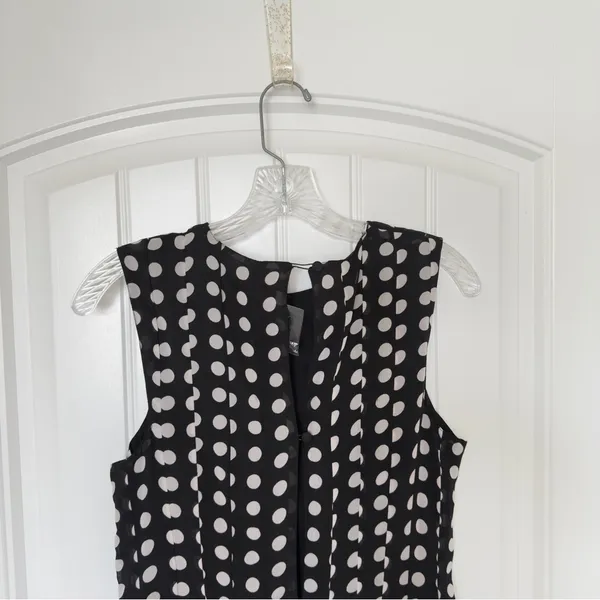 ASOS Women’s 4 Black White Mixed -Media Polka Dot Dress Whimsical Cocktail - Image 4