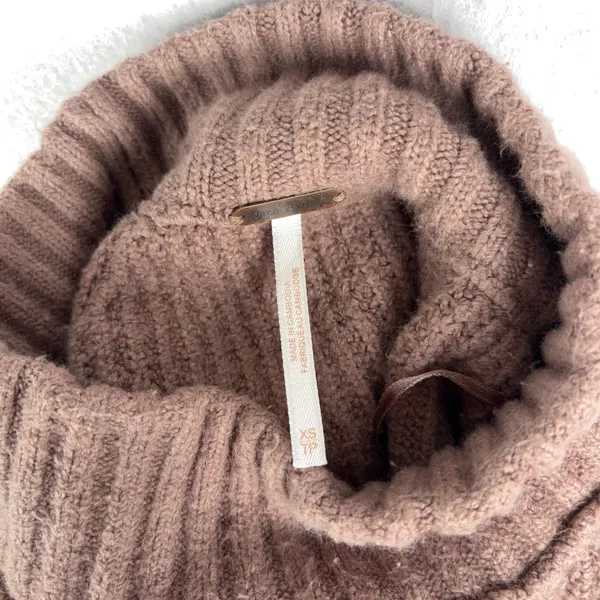 Free People Sunbeam Sweater Women's XS Antler Brown Oversized Mock Neck Autumn - Image 4