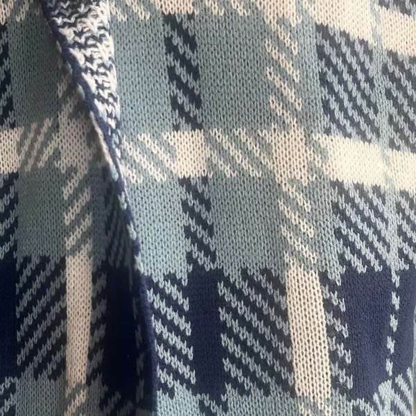 Salon Studio‎ Blue Houndstooth Plaid Open Front Oversized Cardigan Large Grandma - Image 4
