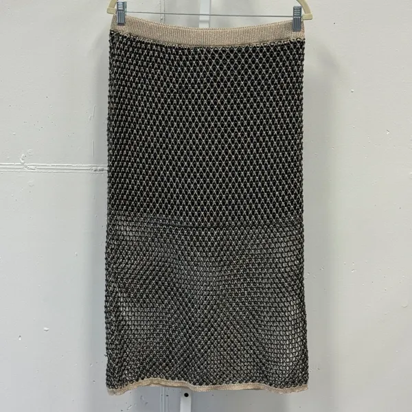 MANGO Open‎ Knit Lurex Semi-Sheer Straight Midi Skirt Large Knit Beach Summer - Image 2