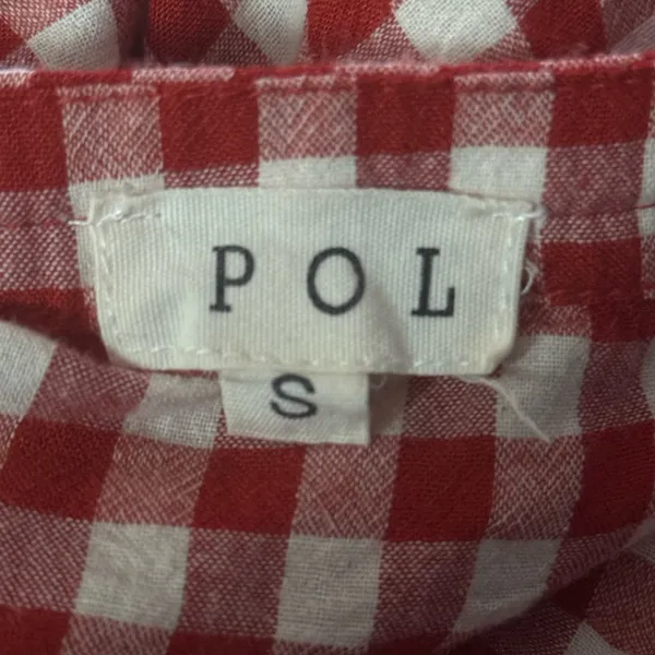 POL red and white gingham lace up flutter sleeve dress - Image 6
