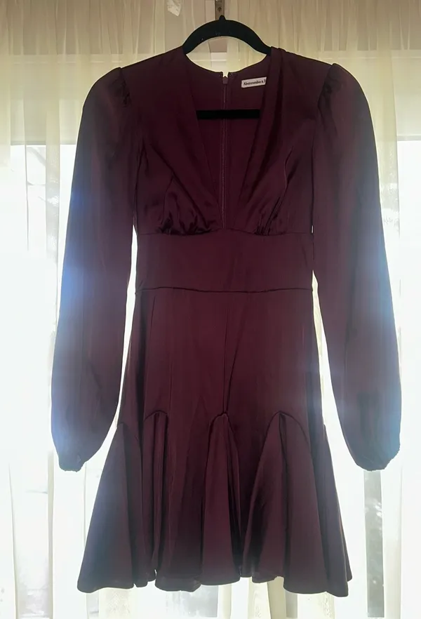 Abercrombie Satin Mini Long Sleeve Dress - Image 2