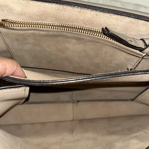 Chloe Authentic Faye Medium Shoulder Bag Genuine Leather Motty Gray - Image 7