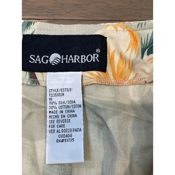 Sag Harbor Sage Green Floral Silk‑Cotton Wrap Skort Size 10 High‑Waist - Image 5