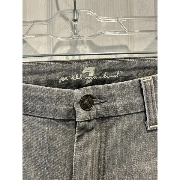 7 For All Mankind Womens Kate Crop Gray Straight Leg Jeans‎ Size 32 Made USA - Image 3