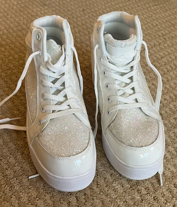 Sparkly White Platform High Top Shoes Size 8 - Image 2