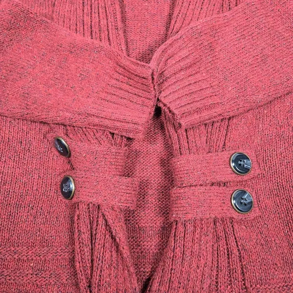 Fortune + Ivy Womens‎ Rust Red Shawl Collar Open Front Button Detail Cardigan M - Image 6