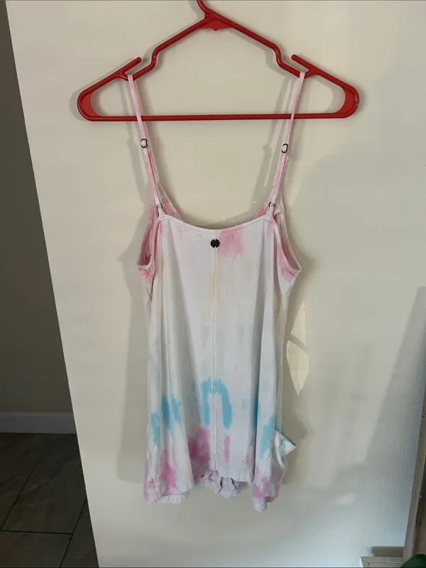Rip curl boho Wipeout Pastel Tie Dye button down mini Dress M - Image 9
