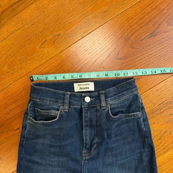 Reformation‎ Dark wash blue high rise Skinny Jeans Neris Wash size 24 - Image 7