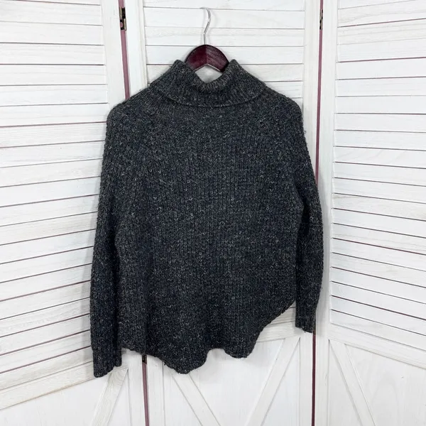 Free People Dylan Tweedy Cowl Neck‎ Wool Blend Sweater Black XS Boho Grunge - Image 9