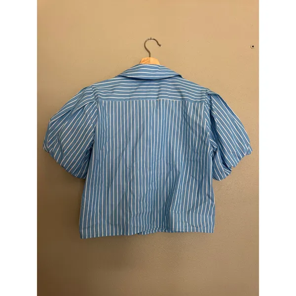 J. CREW Gamine Puff Sleeve Shirt in Stripe Size 4 - Image 5