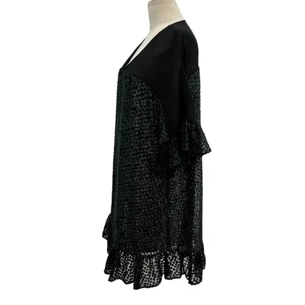 Anthropologie Amadi Lucinda Dress‎ Textured Dot Metallic Black Green Size Large - Image 7