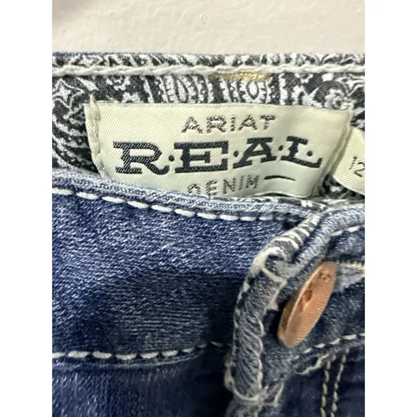 Ariat Real Denim Jeans Women' 12 Short Blue Mid Rise Boot cut Medium Wash Y2K V - Image 4