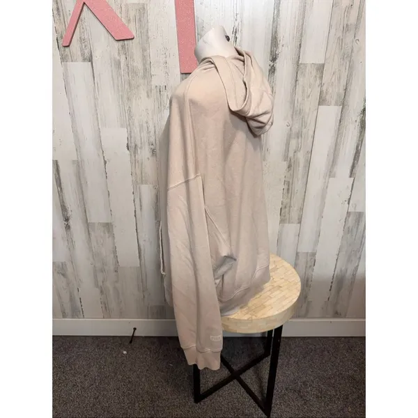 PINK Victoria’s Secret Beige Oversized Fleece Hoodie Women’s XL - Image 3