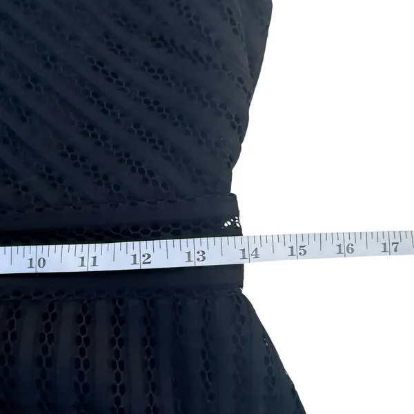 J.Crew Black Eyelet Striped V-Neck Fit &‎ Flare Dress Size 2 LBD Cocktail Event - Image 10