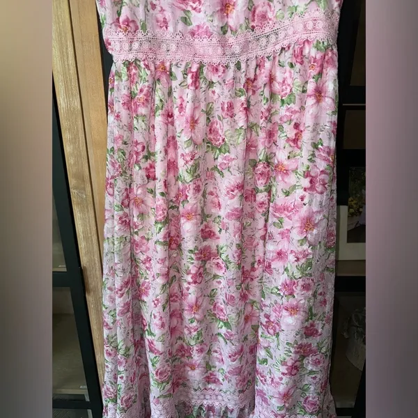 Floral tiered embroidered maxi midi dress garden roses loveshackfancy bow pastel - Image 5