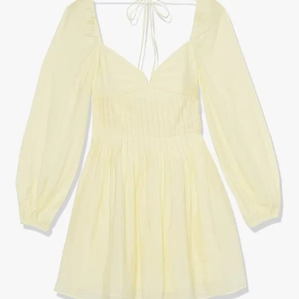 ASTR The Label Carina Butter Yellow Long Sleeve Corset Mini Dress Large - Image 2