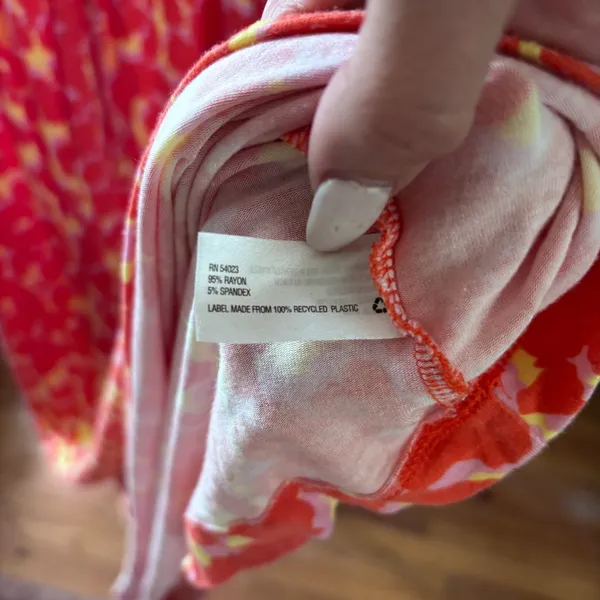 GAP SPOTTED PRINT LAVA ORANGE Abstract Maxi Dress Elastic Waist w/ Drawstring 2X - Image 4