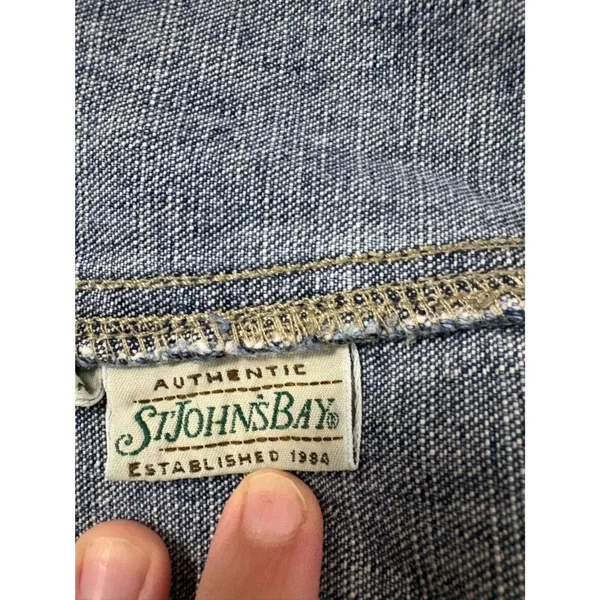 Vintage 90’s St. John’s Bay Denim Blue Bib Overalls Adjustable Straps XL Cottage - Image 2
